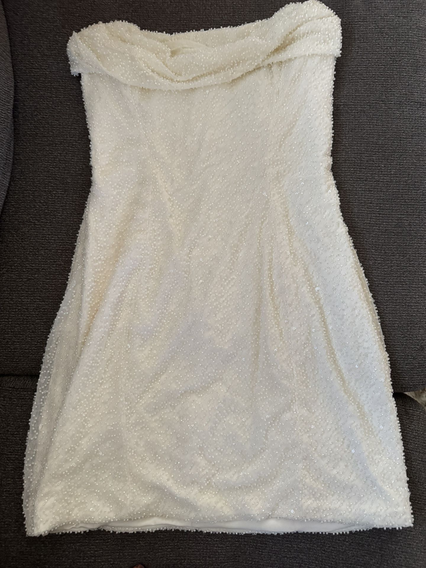 knee length dresses for ladies Embellished Strapless Cowl-Neck Mini Dress in Emerald Green - 8