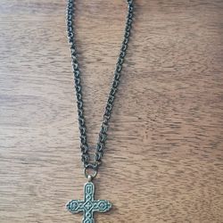 Vintage Brass Cross Necklace
