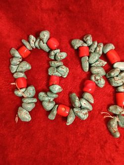 Turquoise Blue And Red String