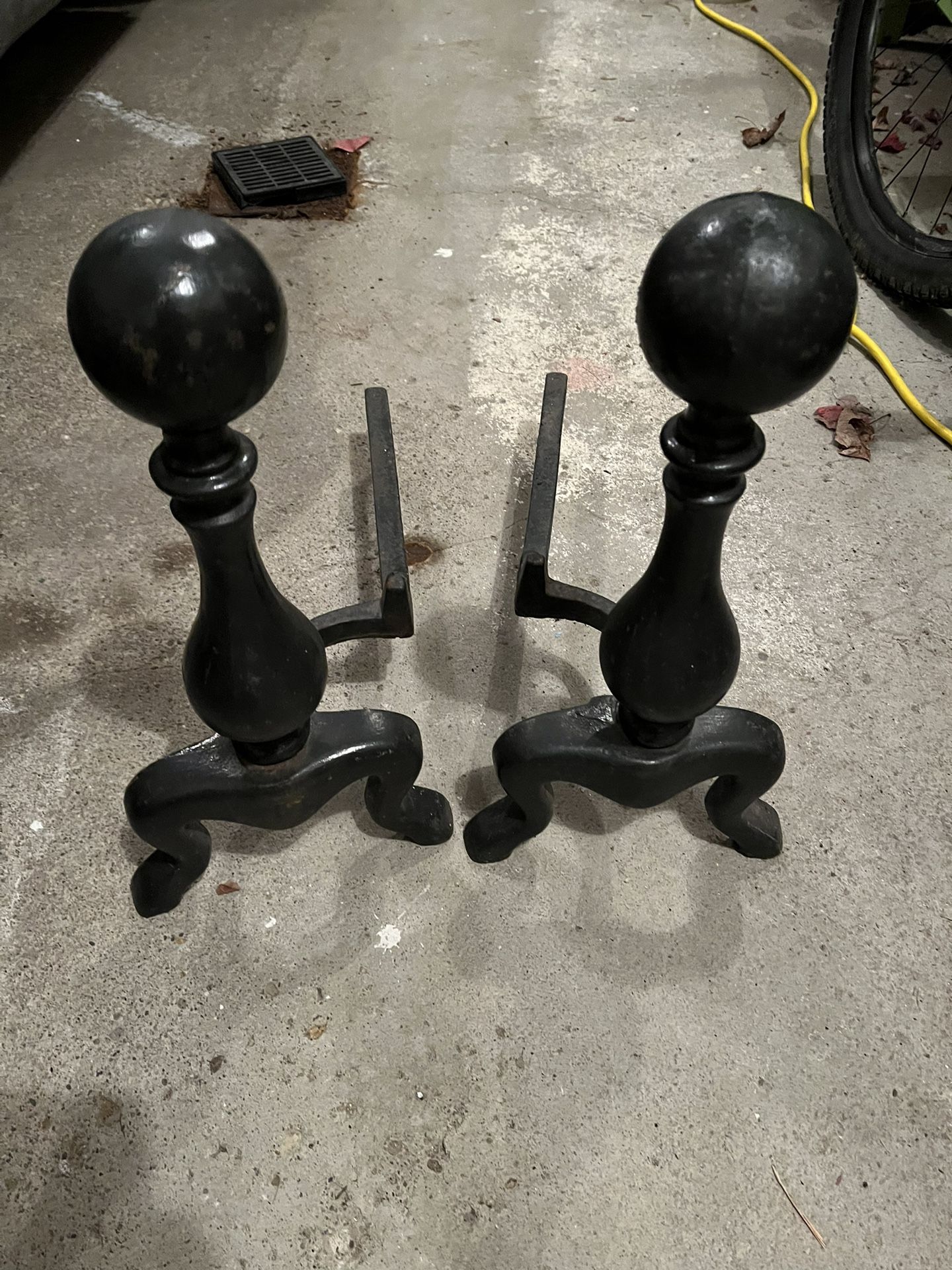 Solid Steel Andirons 