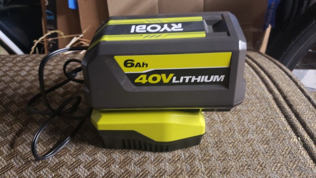 Ryobi 40 Volt 6 Amp Hour Battery And Rapid Charger