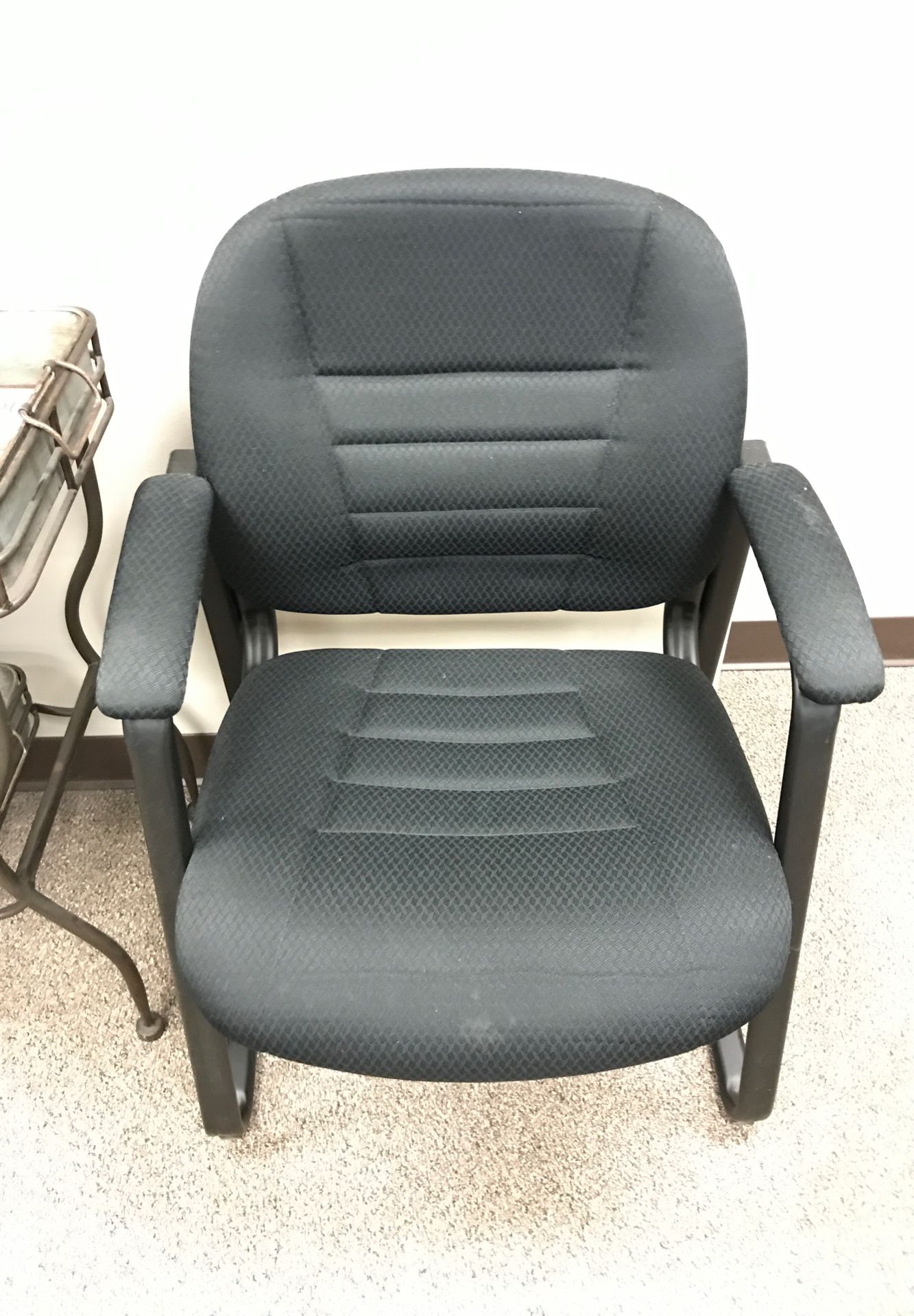 Set of 3 Black Fabric Office Chairs