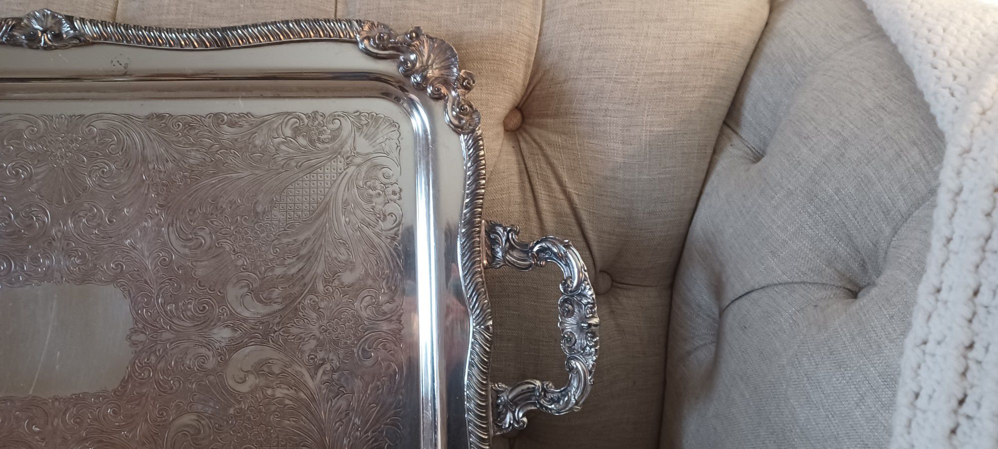 HUGE Sheffield Silver On Copper 29" X 18" Butlers Tray