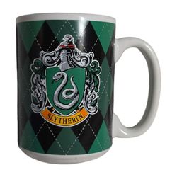 Spoontiques Harry Potter Slytherin Ceramic Coffee Mug Green Argyle - Used
