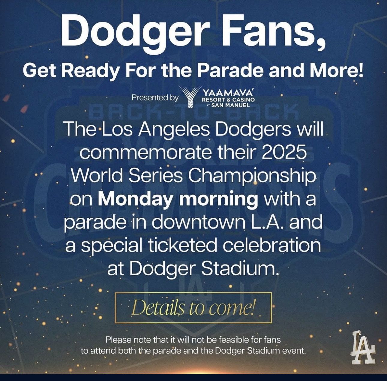 Los Angeles Dodgers celebration Parking Only