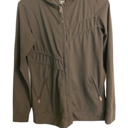 REI Women’s Gray Zip Front Hoodie Asymmetrical Braid Details Size XS 