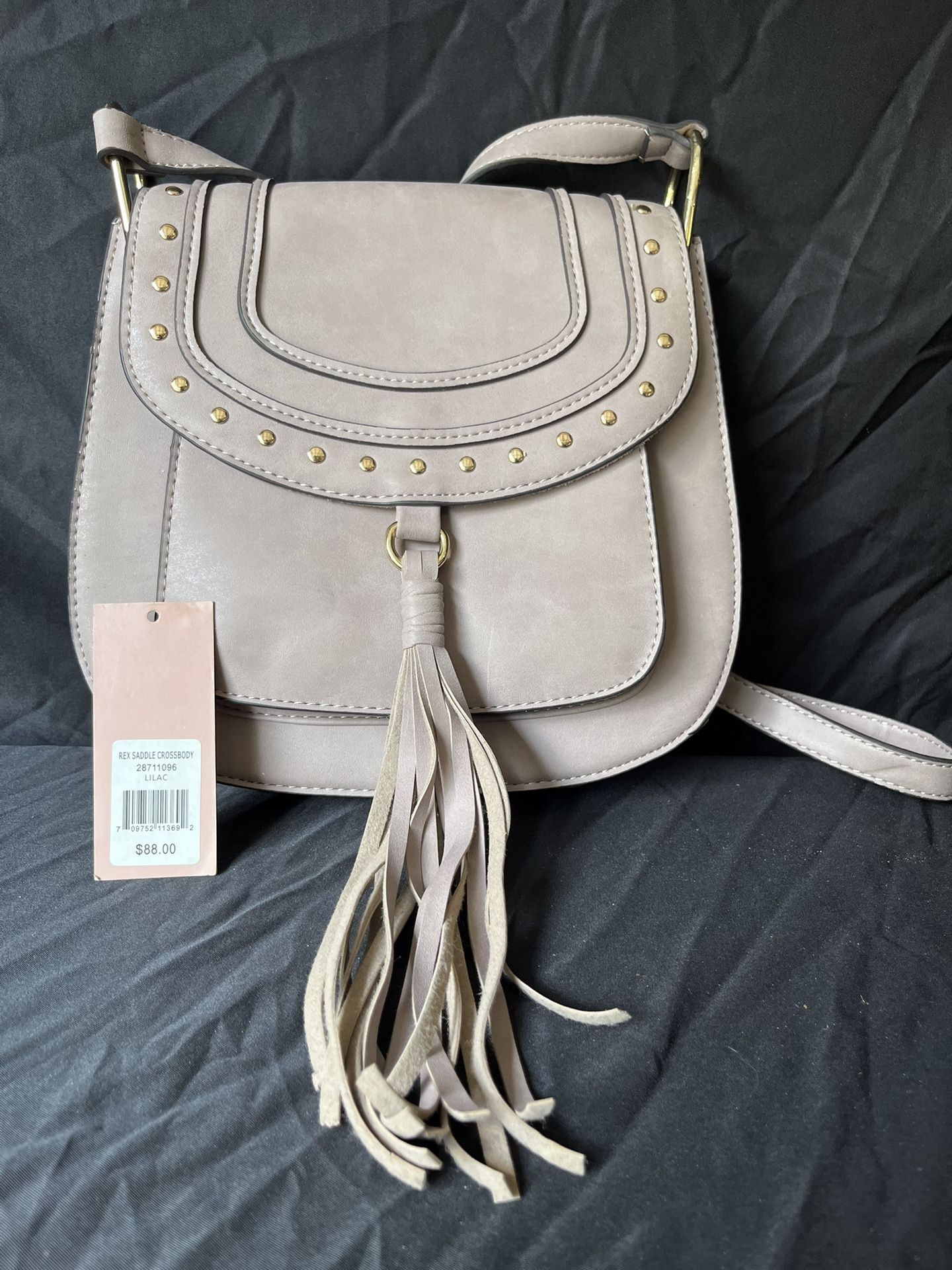 FRANCO SARTO CROSSBODY BAG REX SADDLE TINSEL FRINGE LILAC