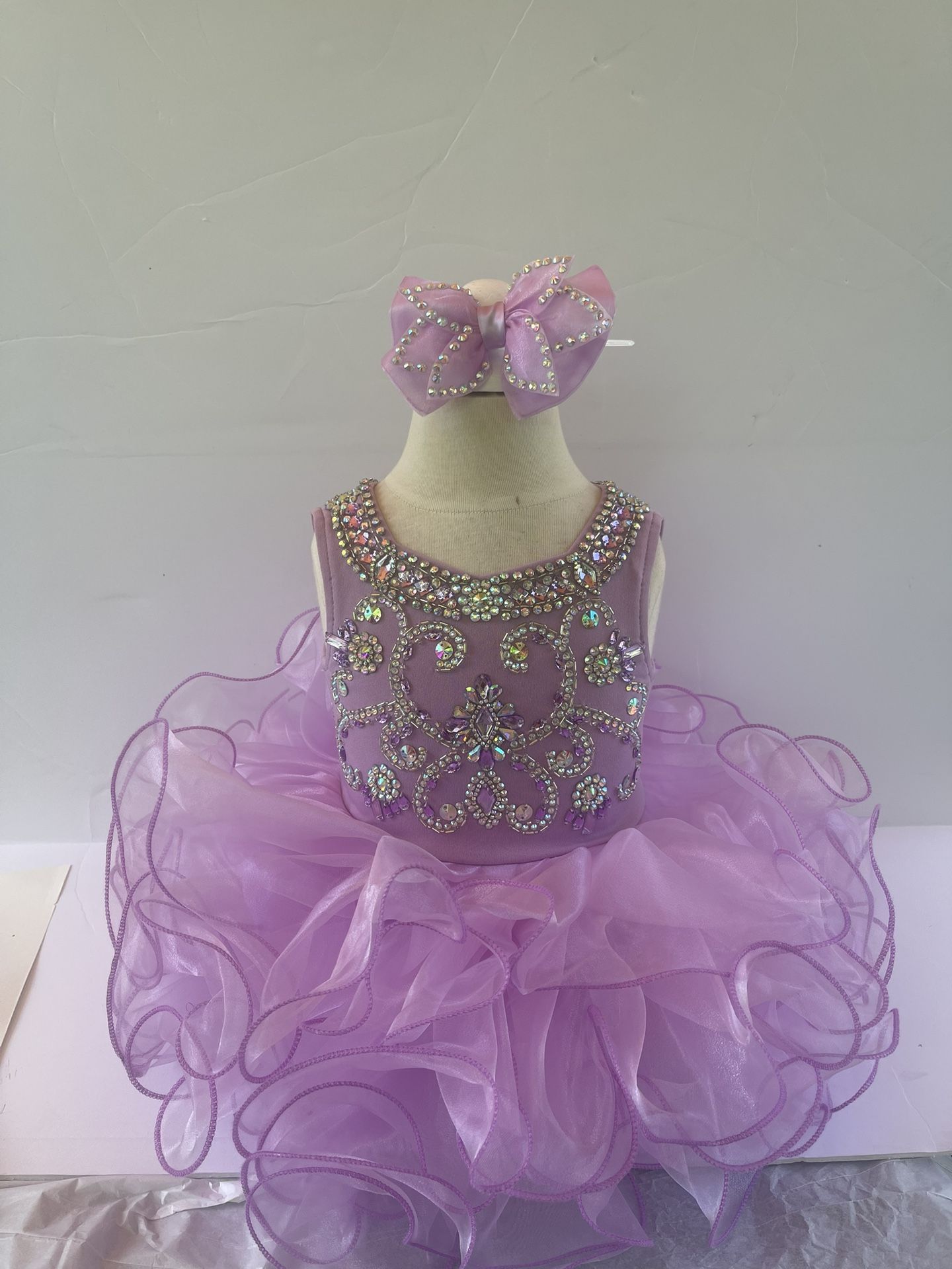 Little Girls Lavender Purple Glitz Pageant Cupcake Birthday Dress