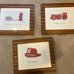 Set Of 3 Fireman Prints For A Nursery/small Child’s Room