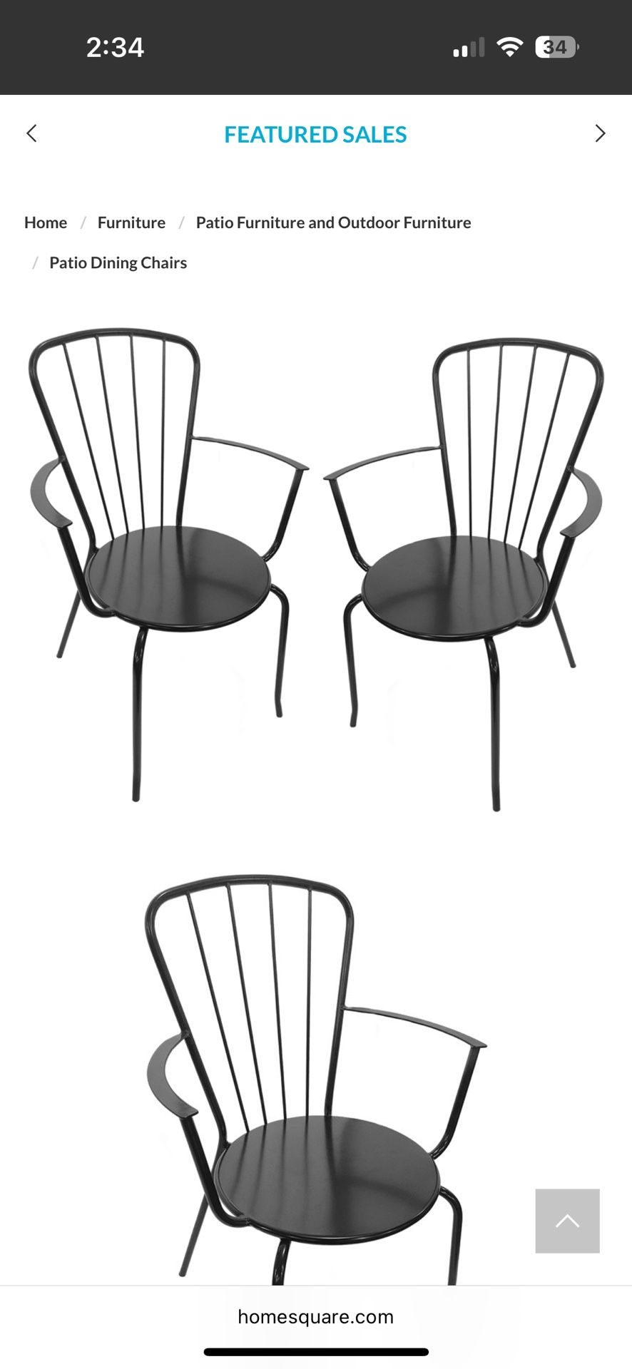 New TK Classics 2DSC-70245-D913 Set of 4 Dining/patio Chairs, Black