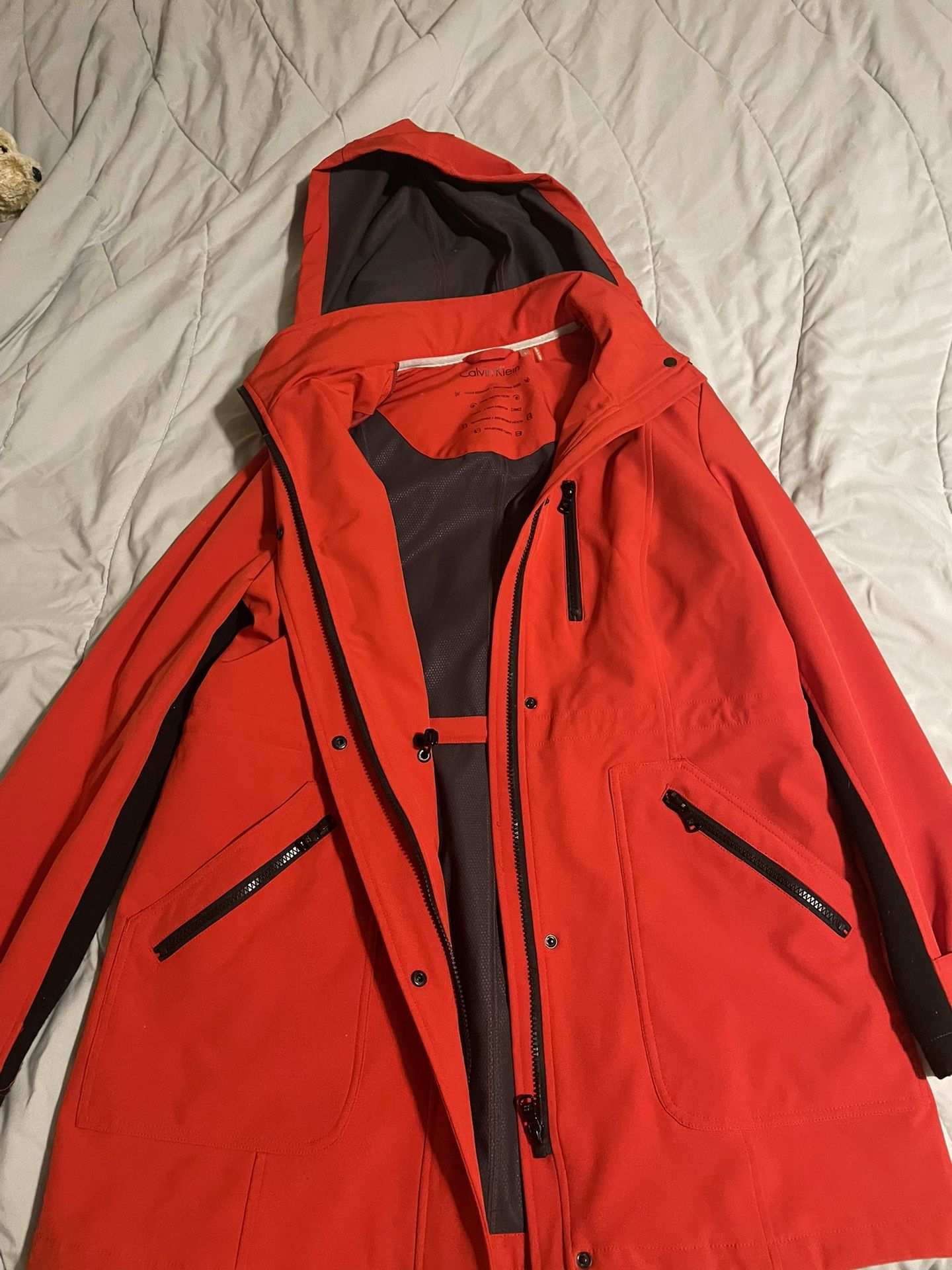 Calvin Klein Red Raincoat Jacket 