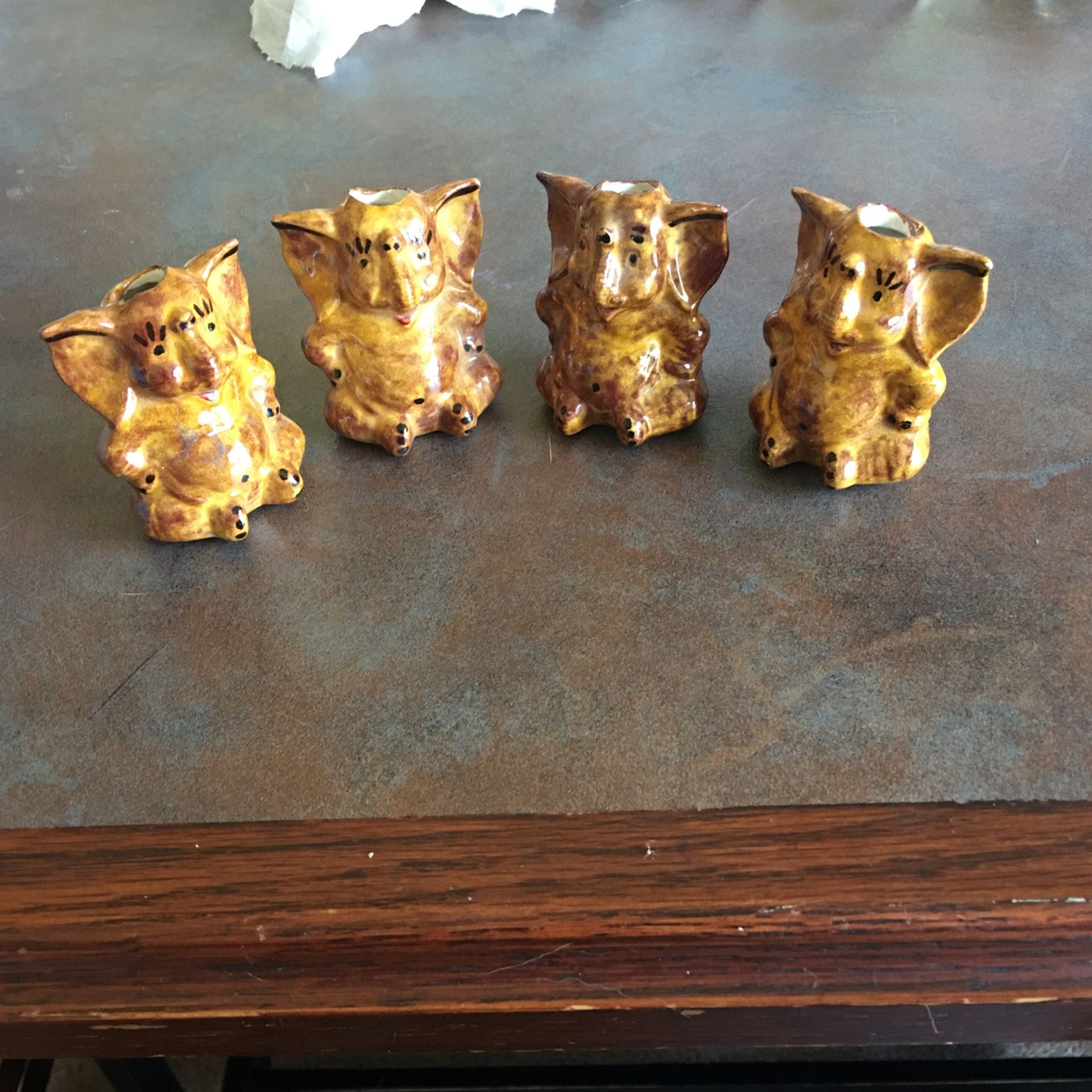 Ceramic Brown/gold Elephant Macramé Beads Vintage 2” X 2.25”
