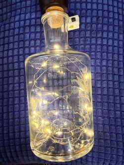 Decorative Glass Bottle with Warm White Fairy Lights – 3 Lighting Modes