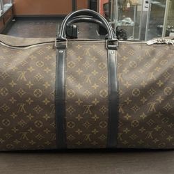 Louis Vuitton Keepall 55 Bandouliere Brown/Black Leather Duffle