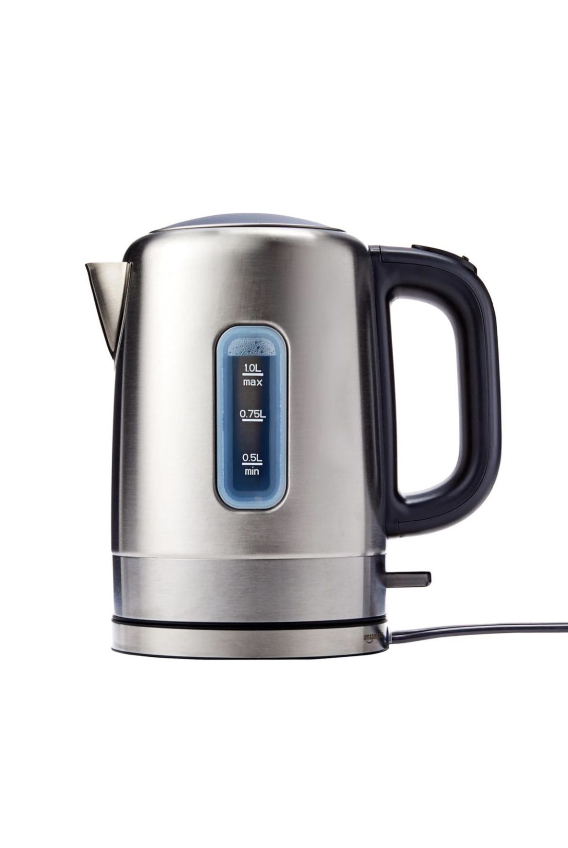 Amazon Basics Electric Stainless Steel Kettle for Tea and Coffee, BPA-Free, Fast Boiling, Auto Shut-Off, 1.1 Quarts, 1500W,