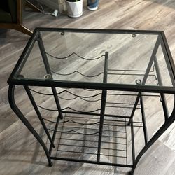 $5 - Glass Top Bar Stand, Wine Rack And Glass Rack. 