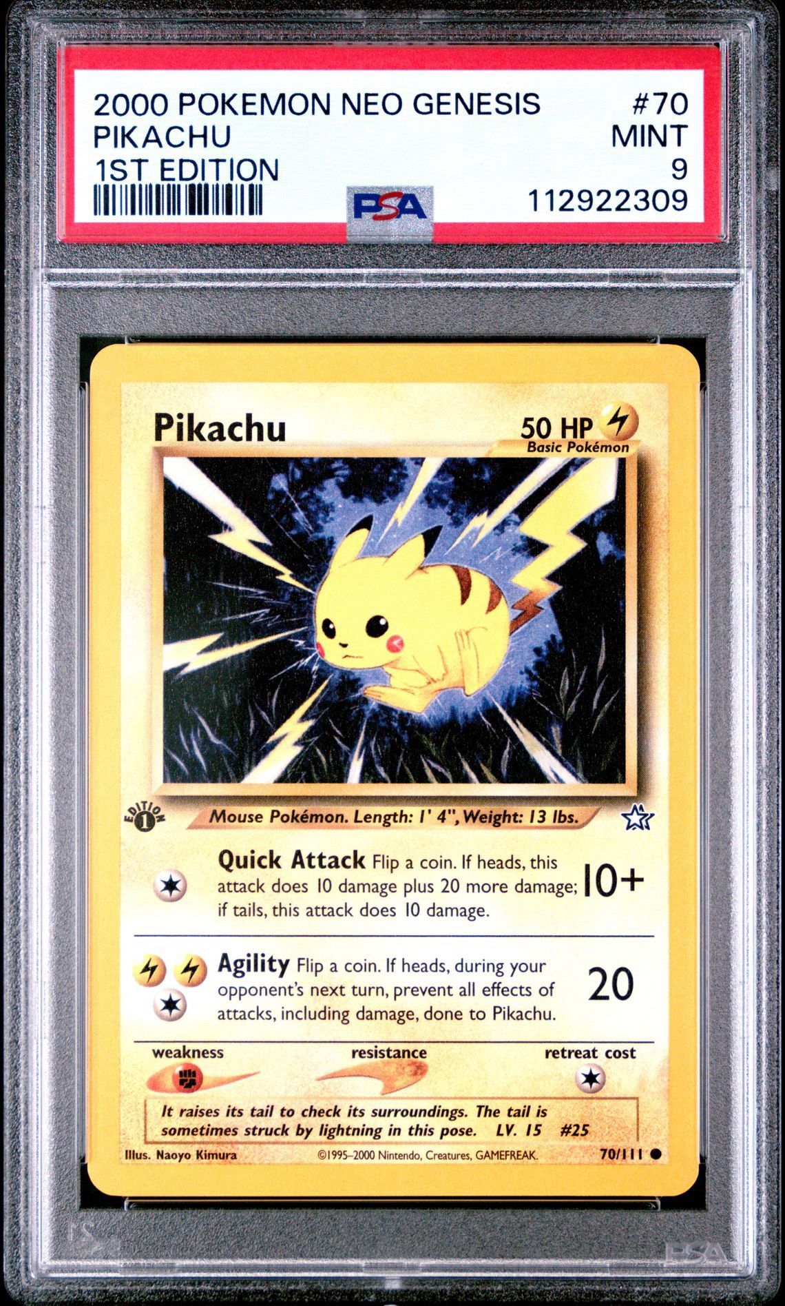 2000 Pokemon Neo Genesis 1st Edition Pikachu PSA 9