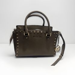 Michael Kors Crossbody Tote Bag Tan with Gold