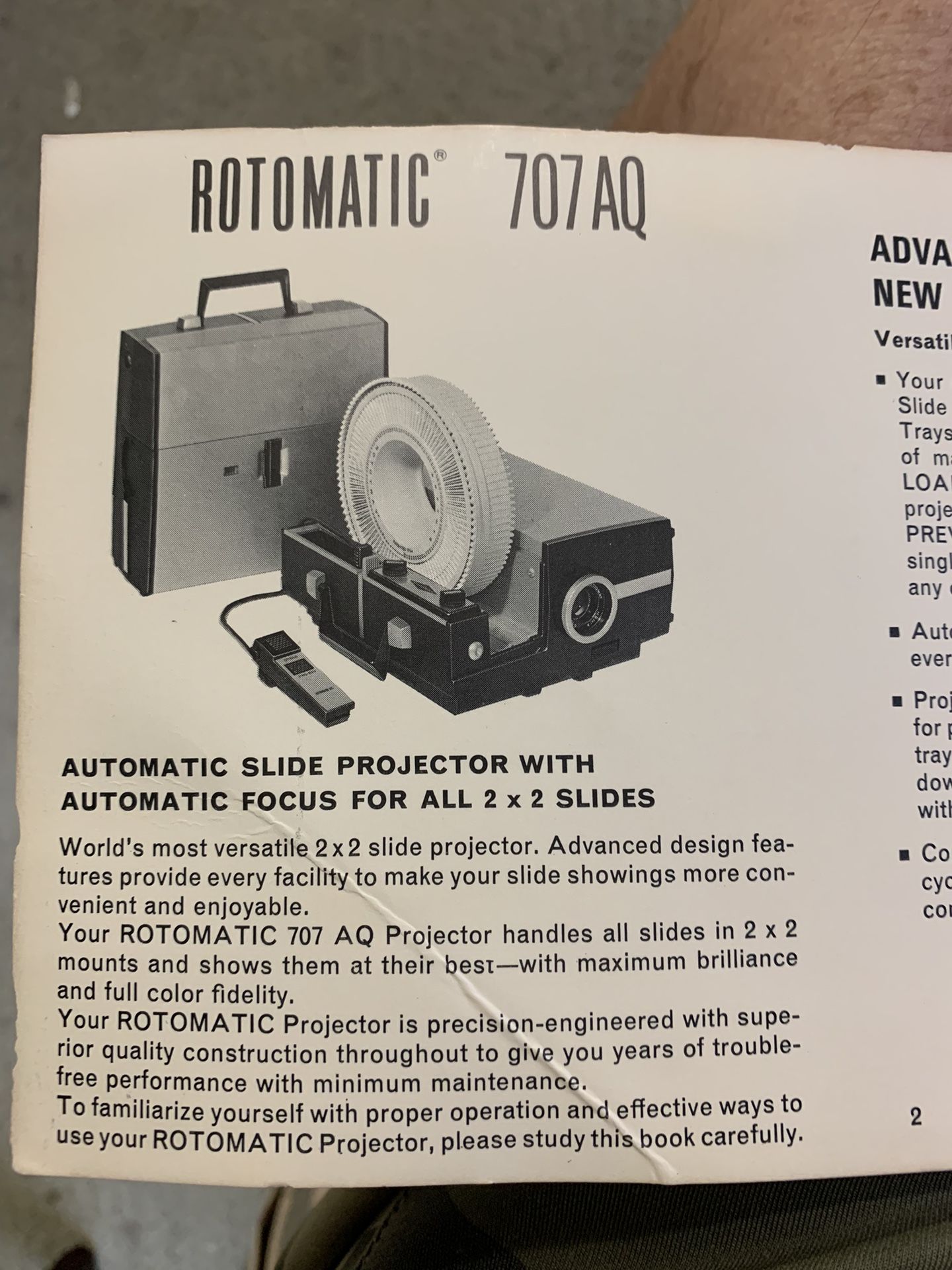 SAWYER ROTOMATIC 707 AQ SLIDE PROJECTOR with SLIDE TRAYS and SLIDE VIEWER