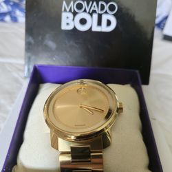 Movado Bold Unisex Watch (Yellow Gold Ion-plated) Stainless Steel