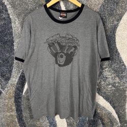 Harley Davidson Screamin Eagle Ringer Tee Mens XL Gray Black
