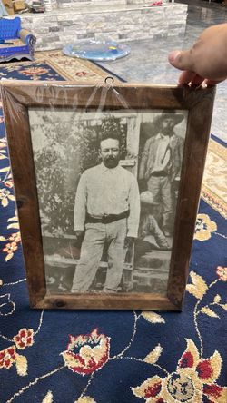 Pancho Villa Vintage Black and White Photo in Wood Frame