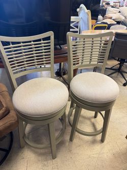 Set of 2 Swivel Bar Stools with Woven Back