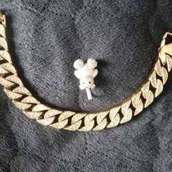 Silver Teddy Bear And Stainless Steel CZ Bracelet 7 1/2"