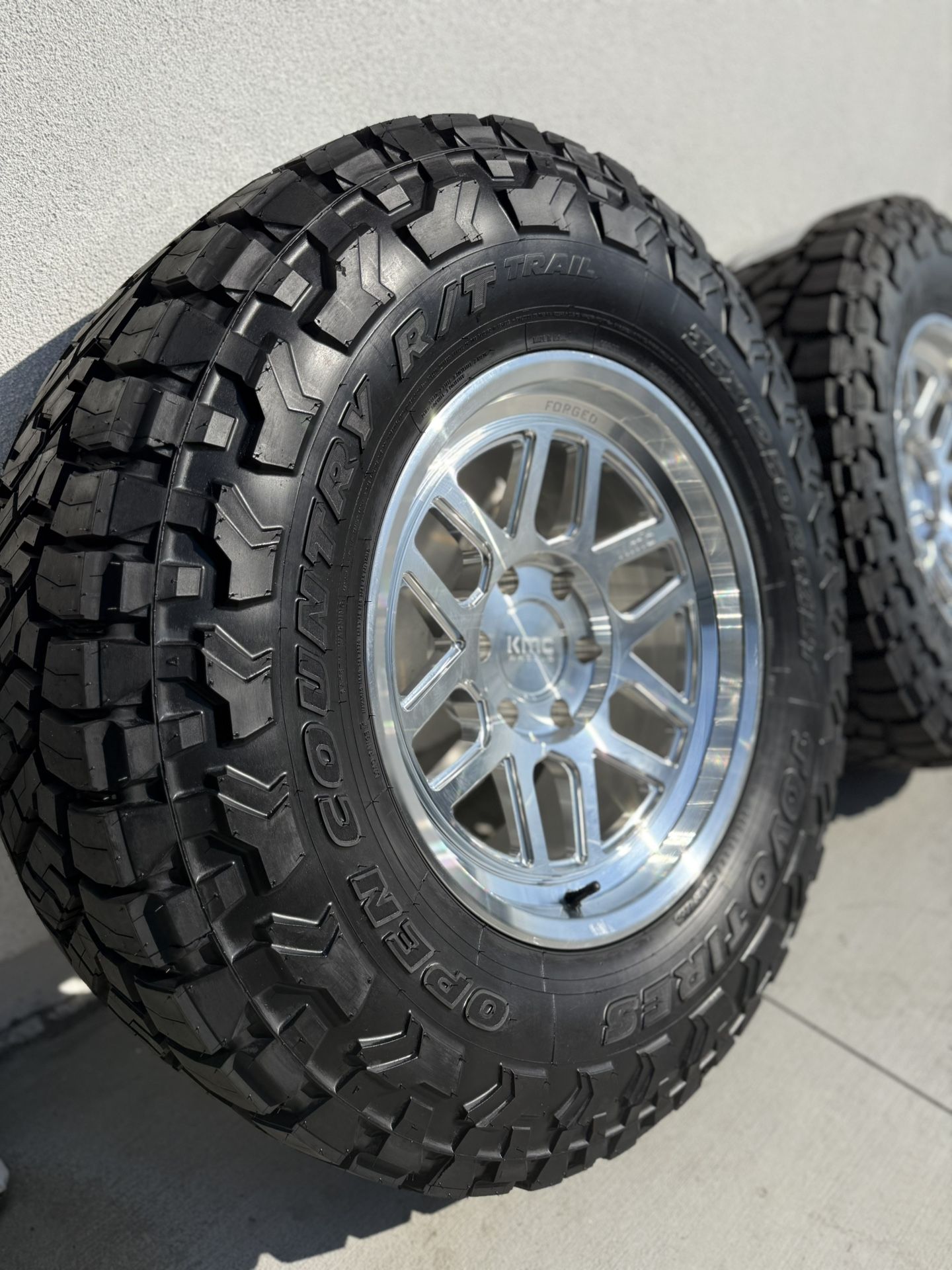 18” RIMS KMC MESA FORGED MONOBLOCK 4 Rims/ Open county Toyo R/T Trail Tires.. 35x12.5/18”