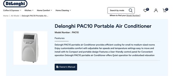 Delonghi PAC 10 Pinguino portable air conditioner.