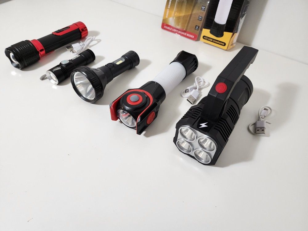 5pcs Flashlight Portable Lamp With Built-in Battery USB Rechargeable LED Flashlights

