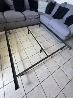 Black Metal Bed Frame with Center Support