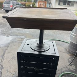 Antique School Desk Mounted On 100 Year-Old Chandler Manufacturing Cast-Iron Adjustable Base