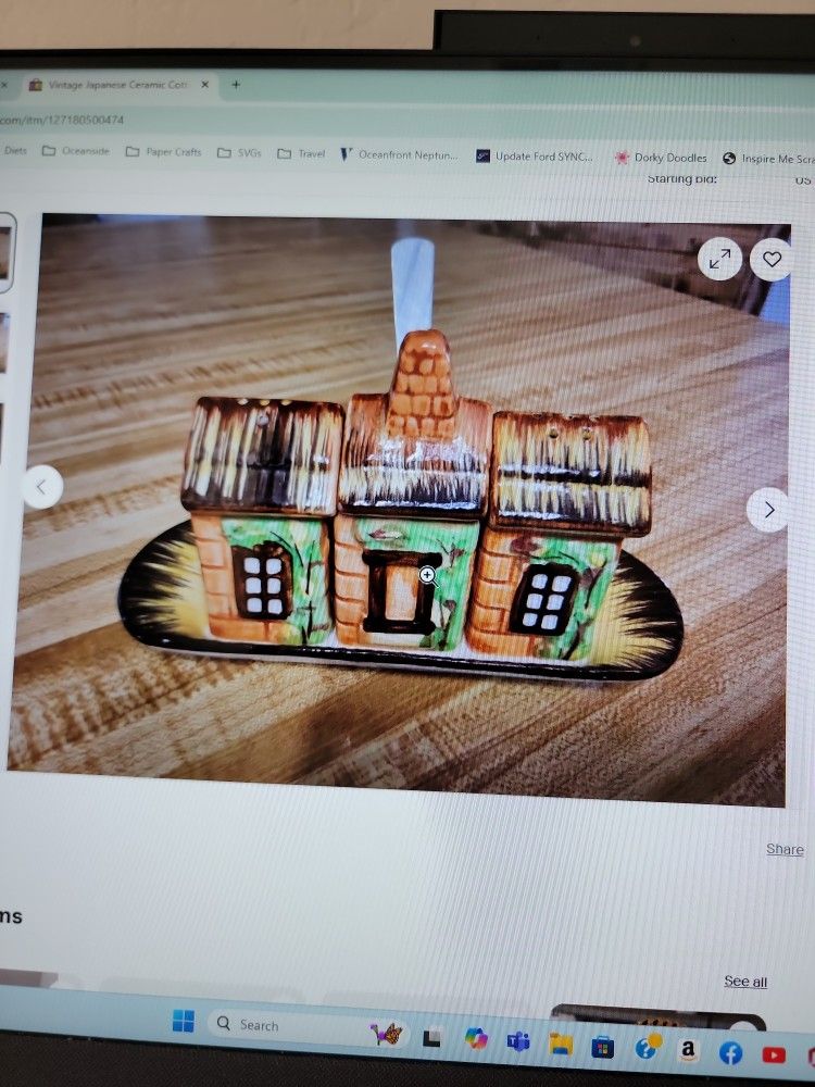 Vintage Japanese Ceramic Cottages Condiment Set, 5 Pieces