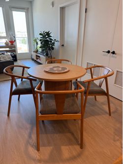 Modern Fluted Wood Dining Table