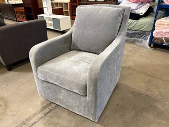 DREXEL Grey Fog Micro Chenille Swivel Chair with Sloped Arms