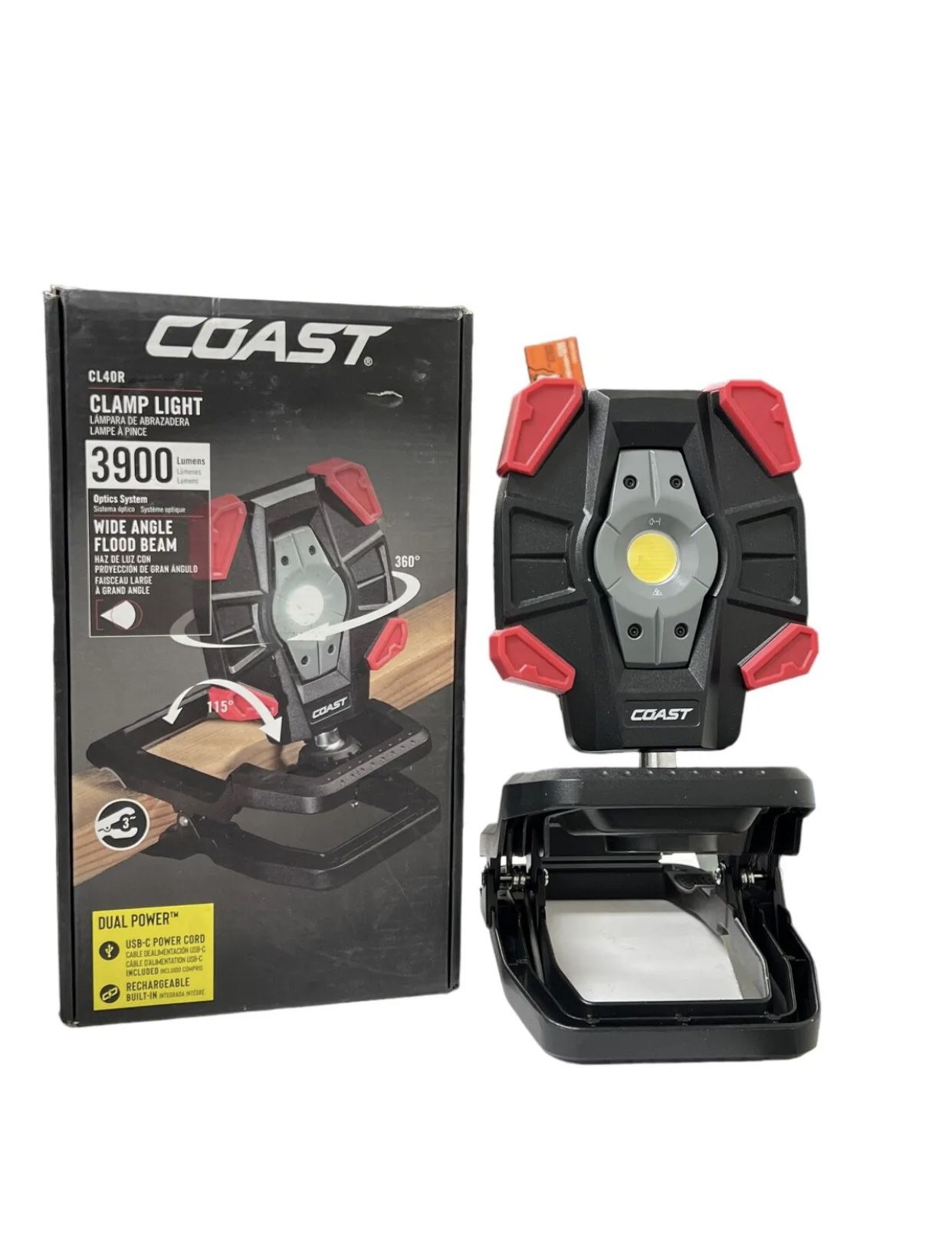 Coast Lumen Power Rotating LED Aluminum Clamp Light w/Wide Angle Beam, Black /Red for Sale in Phoenix, AZ OfferUp