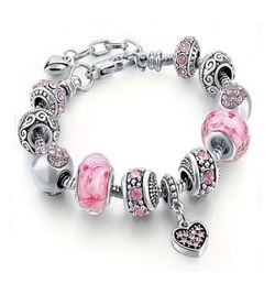 Pink Heart Pendant Bracelet 