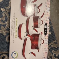 Bella ceramic 11pc cookware set pots pans