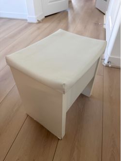 White Storage Vanity Bench / Ottoman Stool with Cushion
