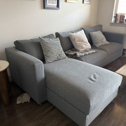 Sleeper Sofa couch with chaise (Ikea- Finnala) Like new