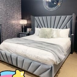 Queen Size Velvet Bed Frame Fiancing Available 