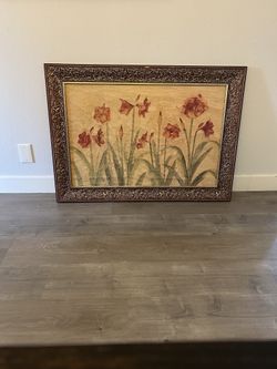 Cheri Blum 'Row of Red Amaryllis' Framed Canvas Art 43x32