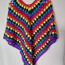 LGBT Large Colorful Crochet Poncho 