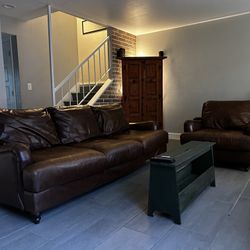 Italian Leather Sofa and Arm chair