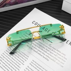 2025 new domineering leopard head high-grade eye protection anti-strong light sunglasses outdoor trend personality frameless sunglasses