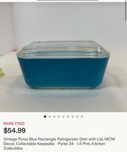 Vintage PYREX Horizon Blue #502 Medium Refrigerator Dish