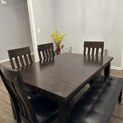 Dining Table with 4 Chairs and 1 bench For $450 