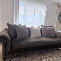 Z Gallerie Olivia Light Gray Velvet 3+ Seater Sofa
