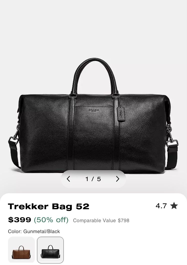 NWT Signature Coach Trekker 52” Duffle Bag Black Pebble Leather F78129, Luxury